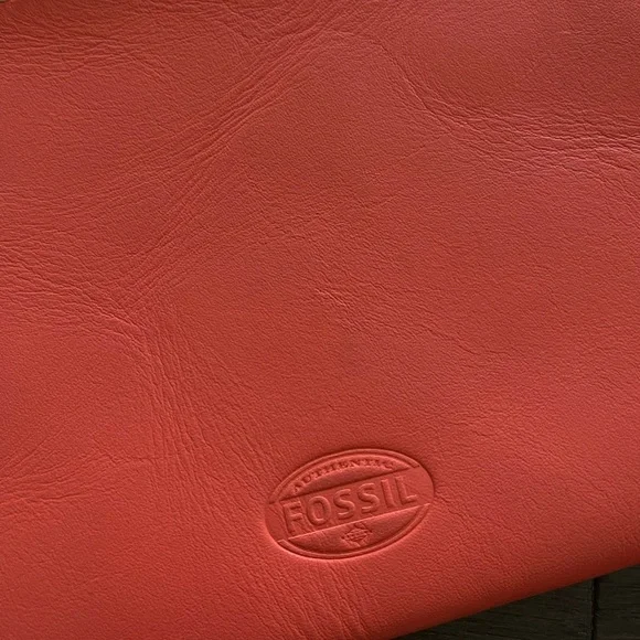 Fossil Women's Vintage Orange Clutch Gold Zipper Lock - Picture 2 of 6